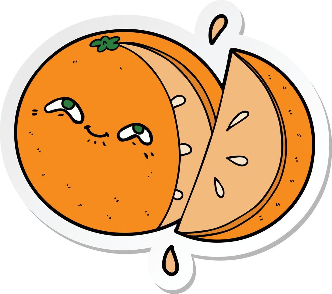 sticker of a cartoon orange vector