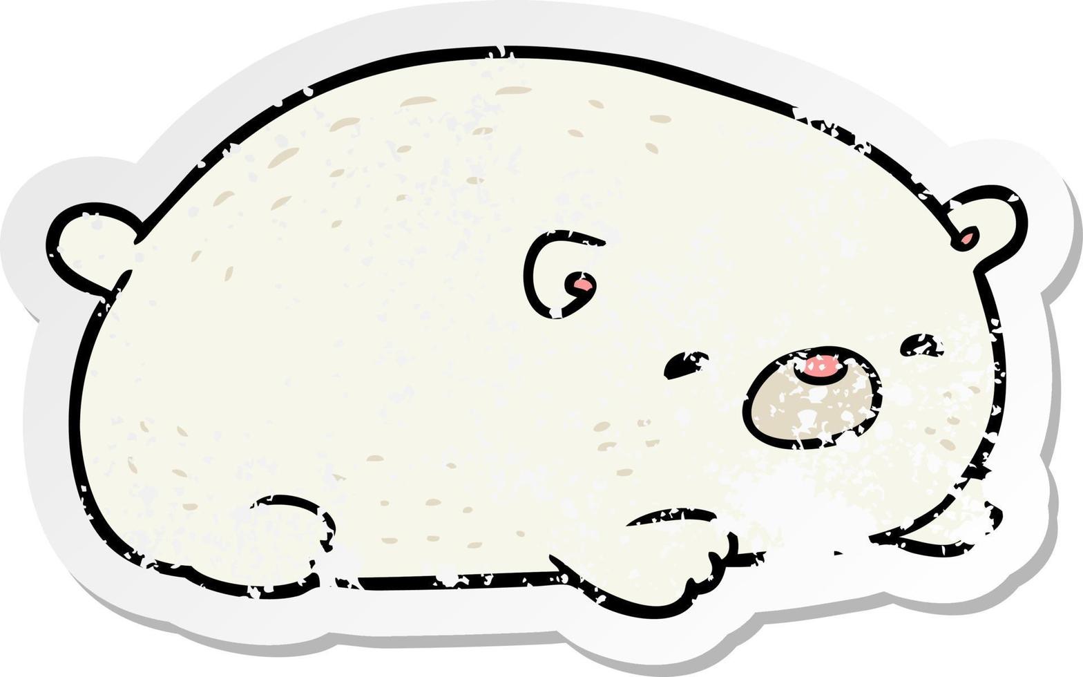 distressed sticker of a cartoon polar bear vector