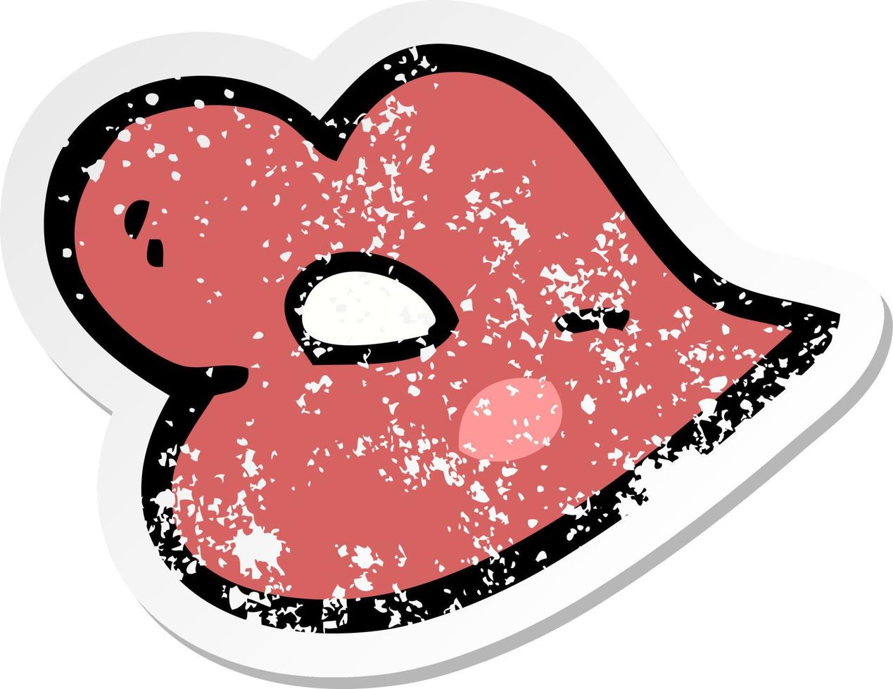 retro distressed sticker of a cartoon lips vector