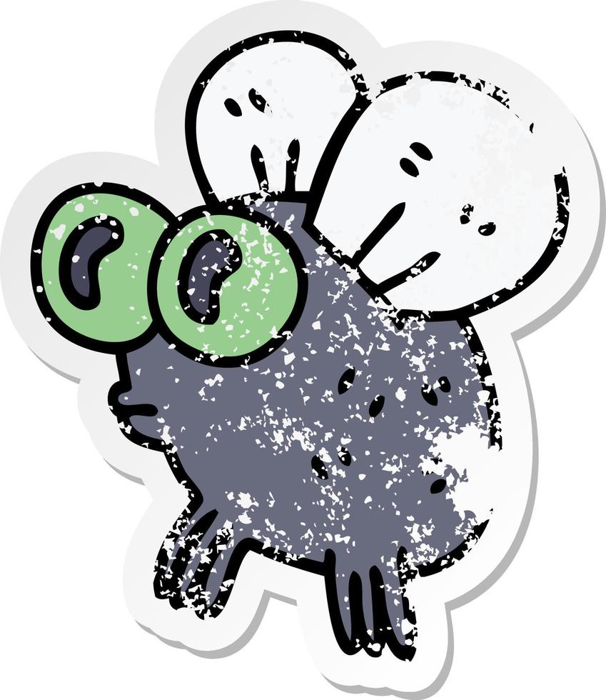 distressed sticker of a quirky hand drawn cartoon fly vector