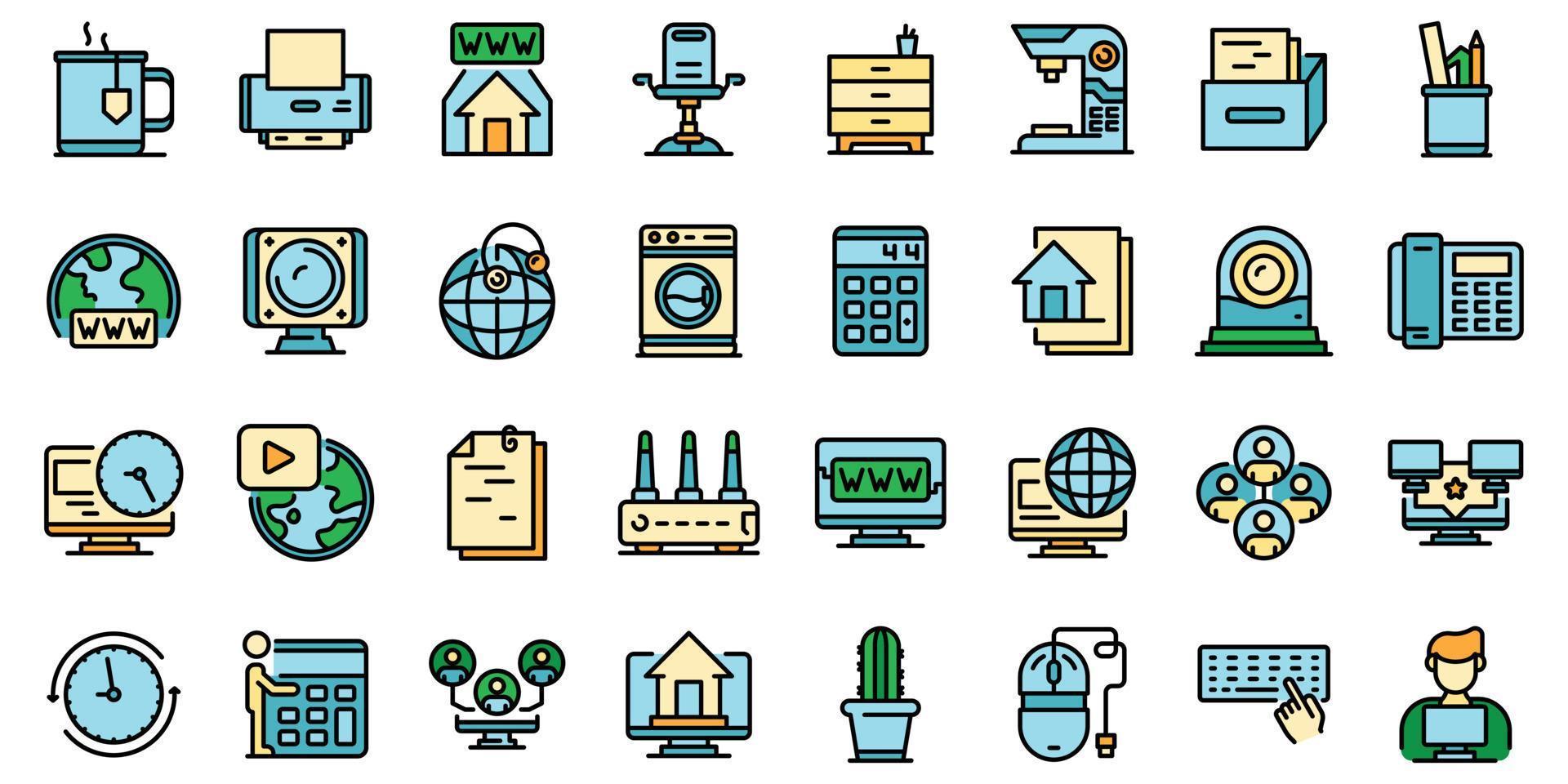 Home office icons set vector flat