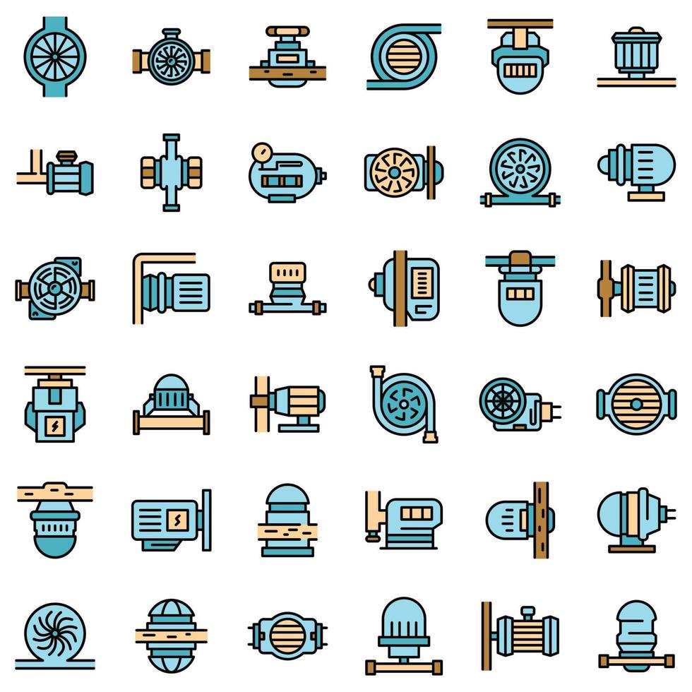 Pump icons set vector flat