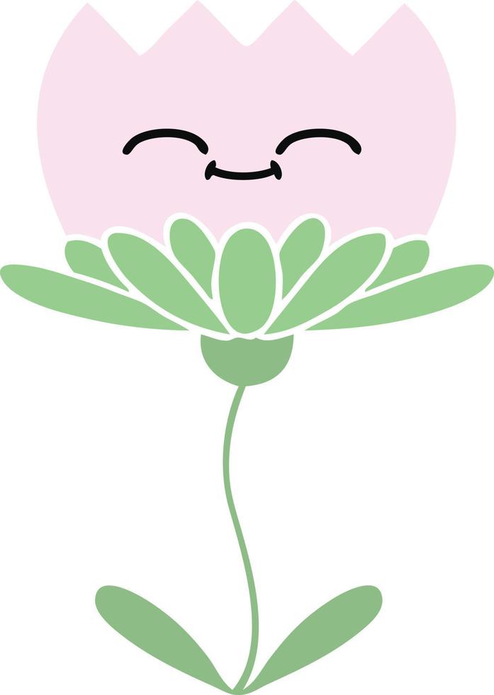 flat color retro cartoon flower vector