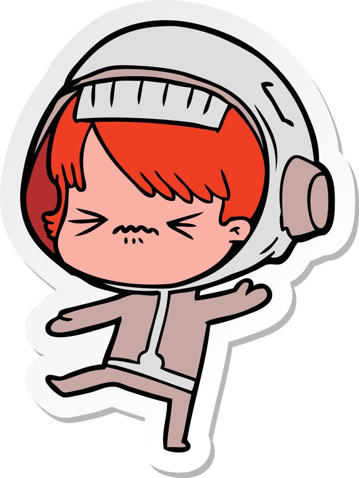 sticker of a angry cartoon space girl vector