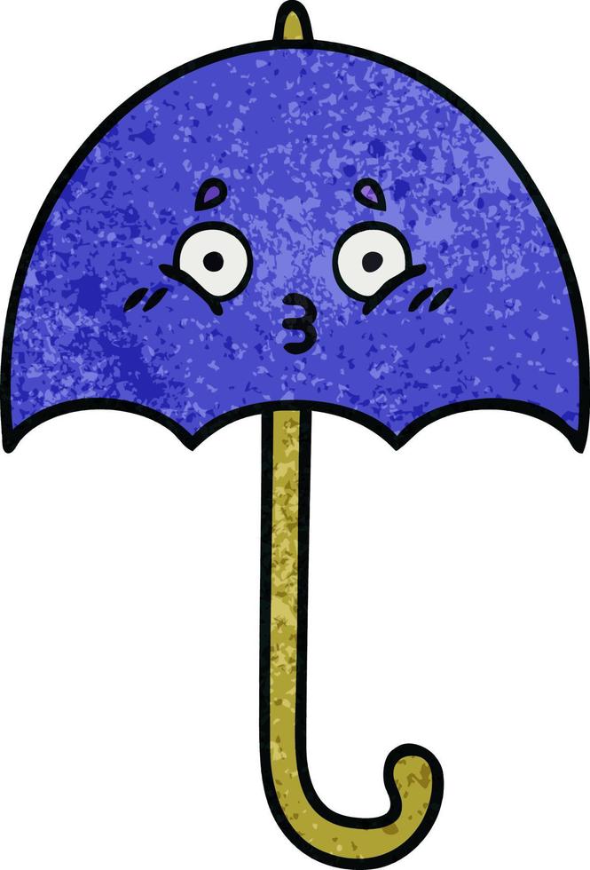 paraguas de dibujos animados de textura grunge retro vector
