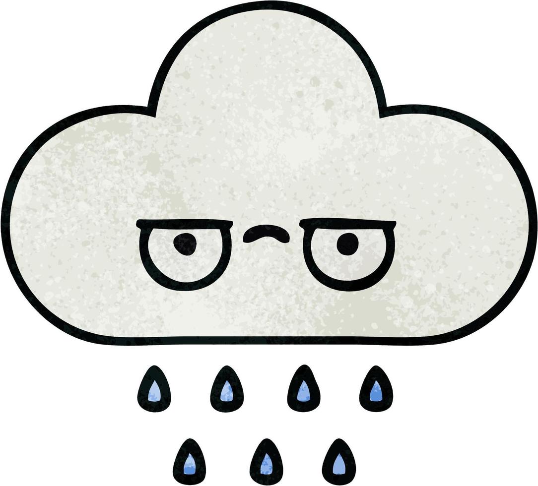 retro grunge texture cartoon rain cloud vector