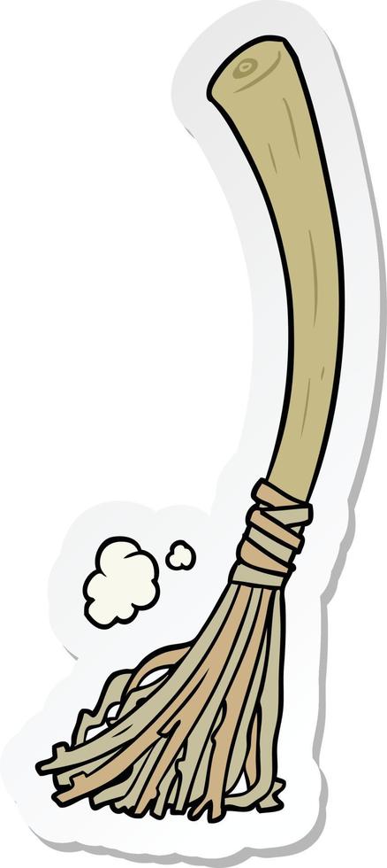 sticker of a cartoon magic broom vector