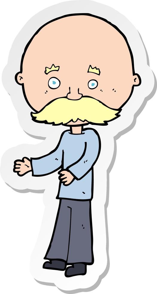 sticker of a cartoon man with mustache vector