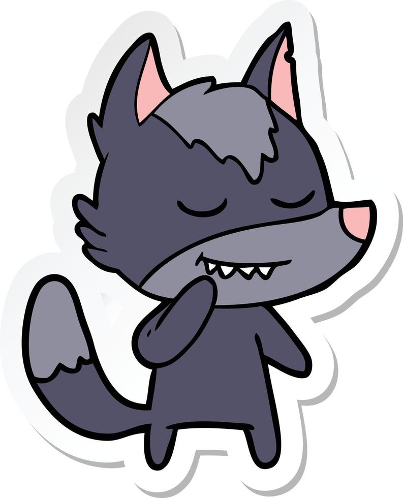 sticker of a friendly cartoon wolf vector