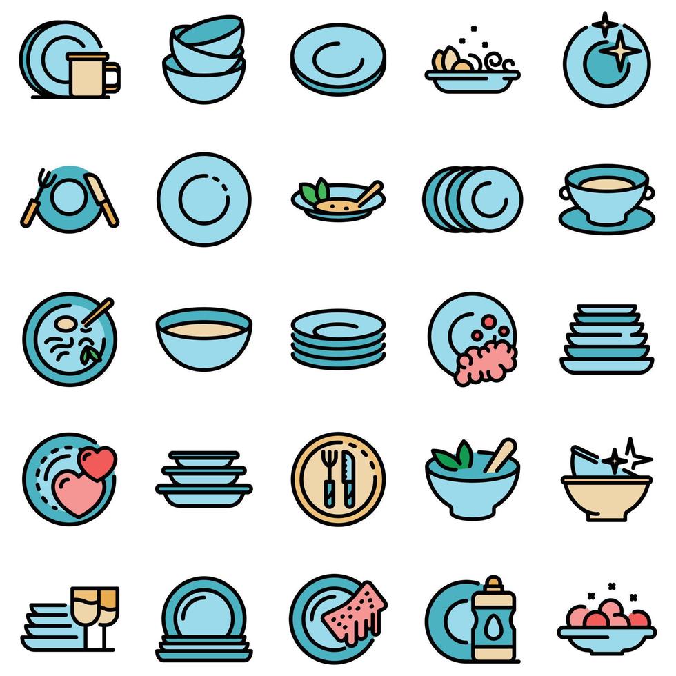 Plate icons set vector flat