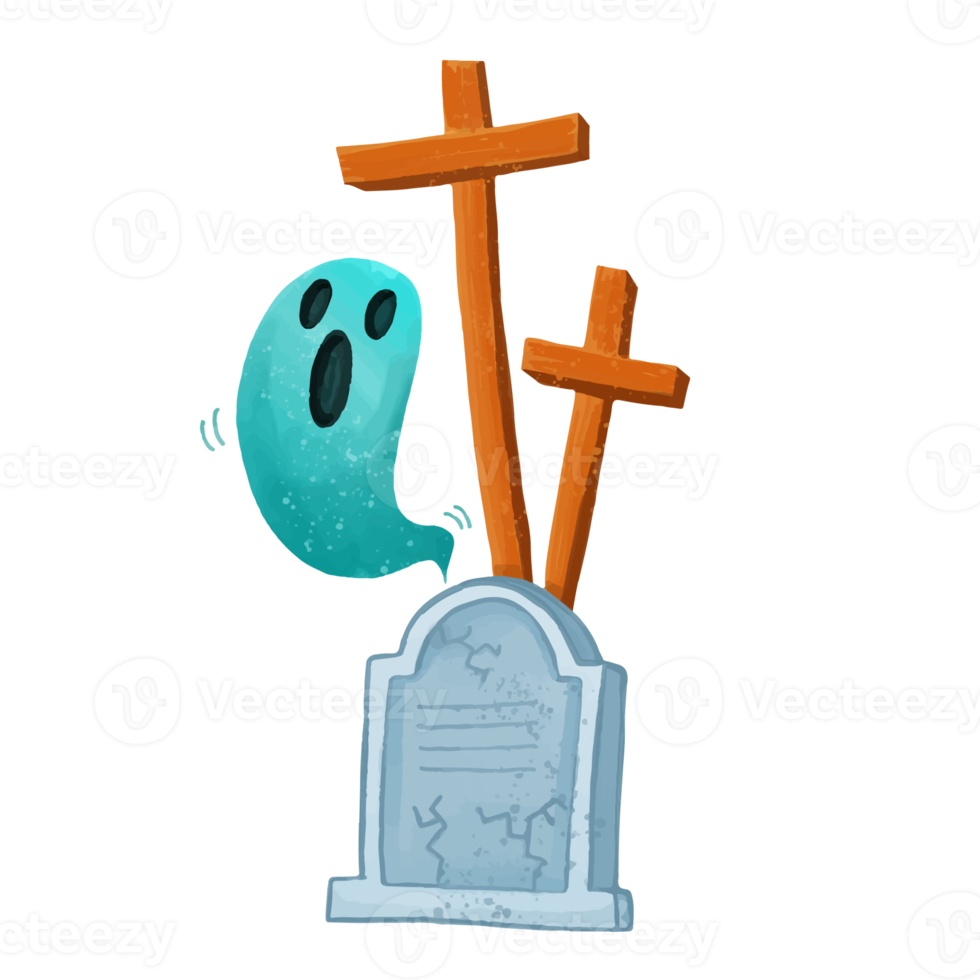 Halloween Grave Watercolor Clipart, Hand painted Halloween png