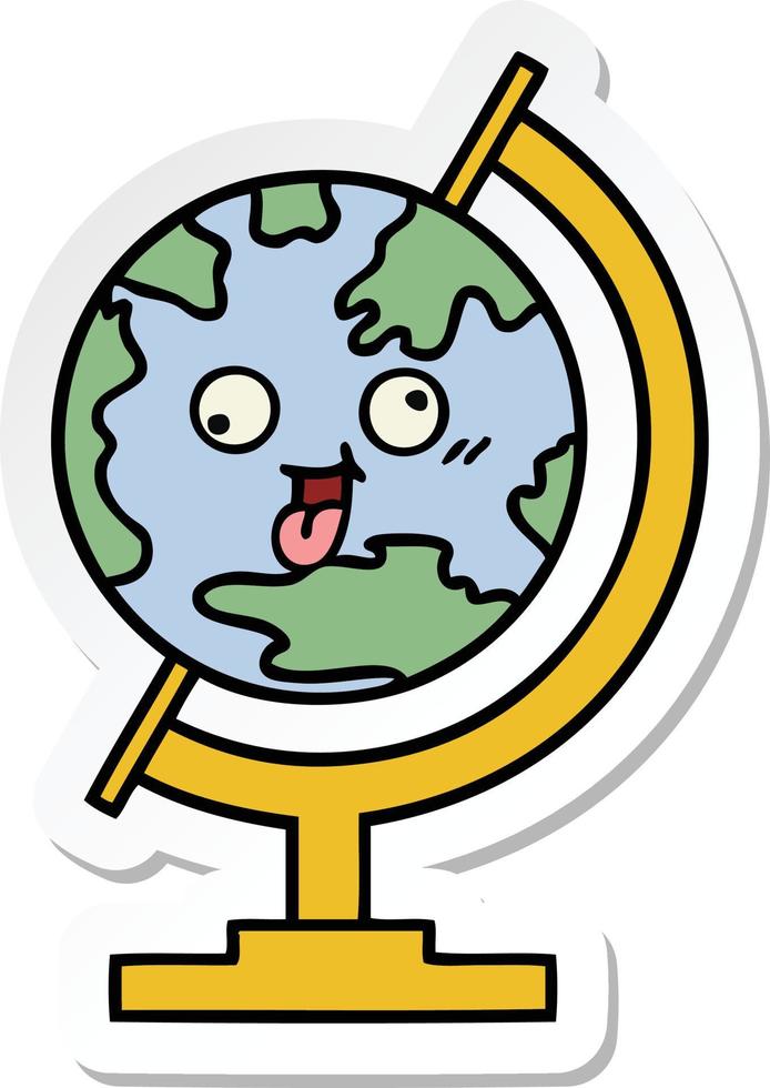 sticker of a cute cartoon globe of the world vector