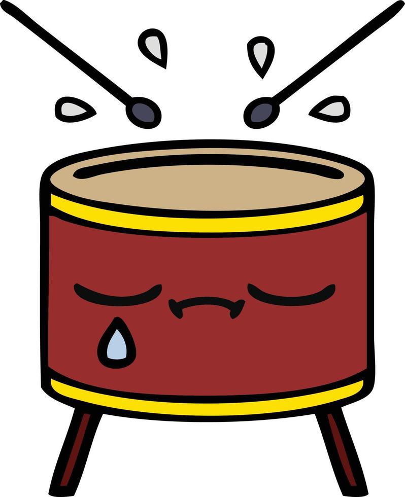 cute cartoon crying drum vector