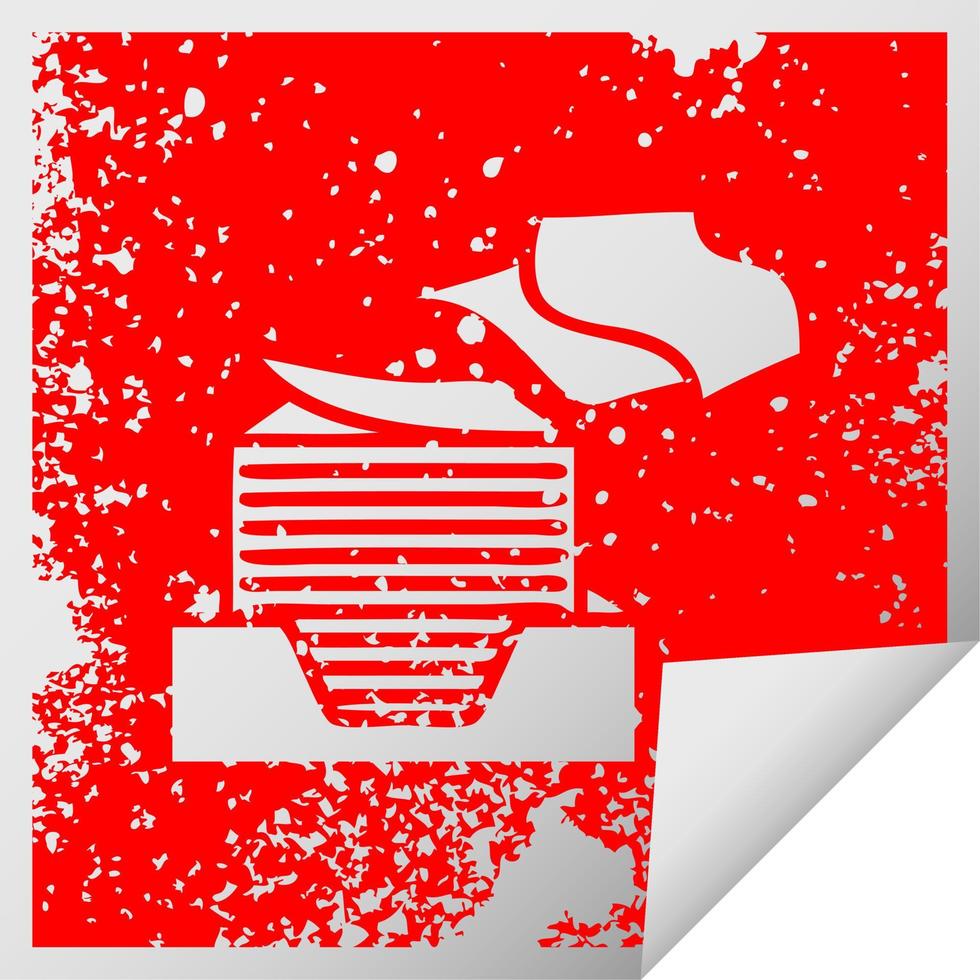 distressed square peeling sticker symbol stack of office papers vector
