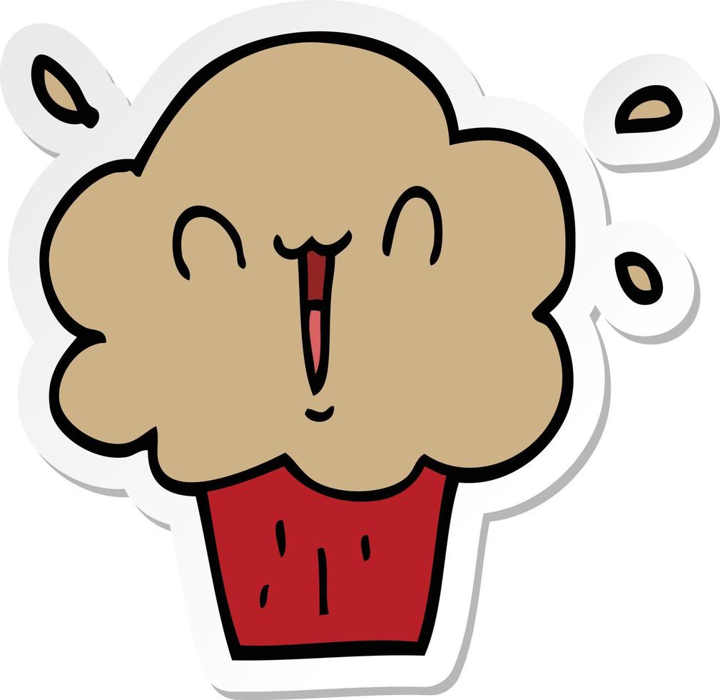 sticker of a cartoon cupcake vector