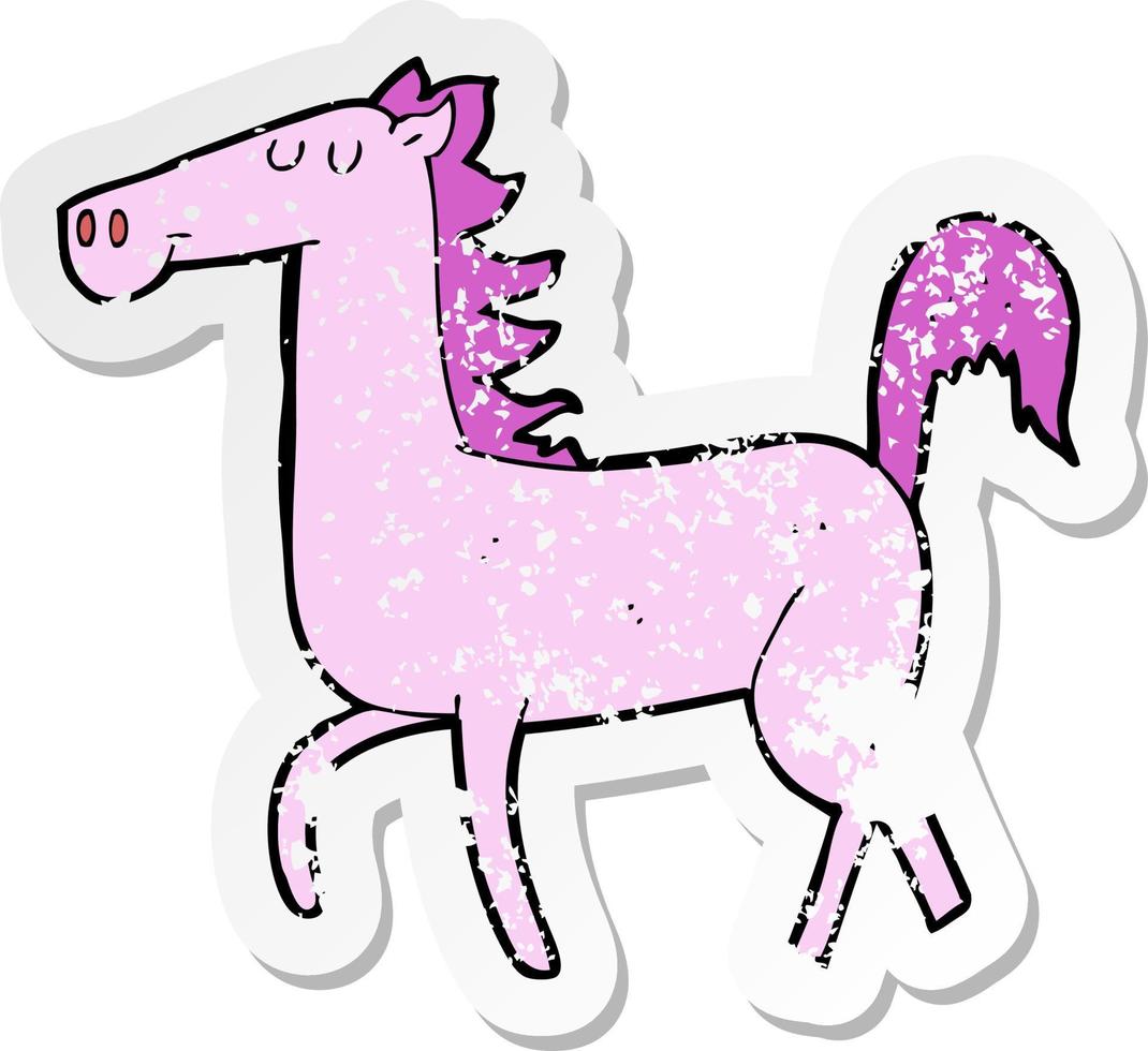 retro distressed sticker of a cartoon horse vector