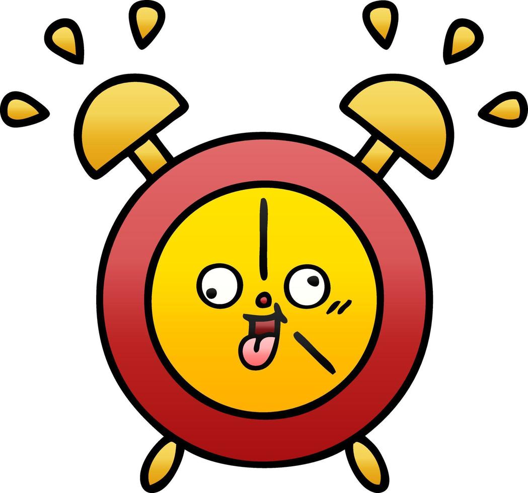 gradient shaded cartoon alarm clock vector
