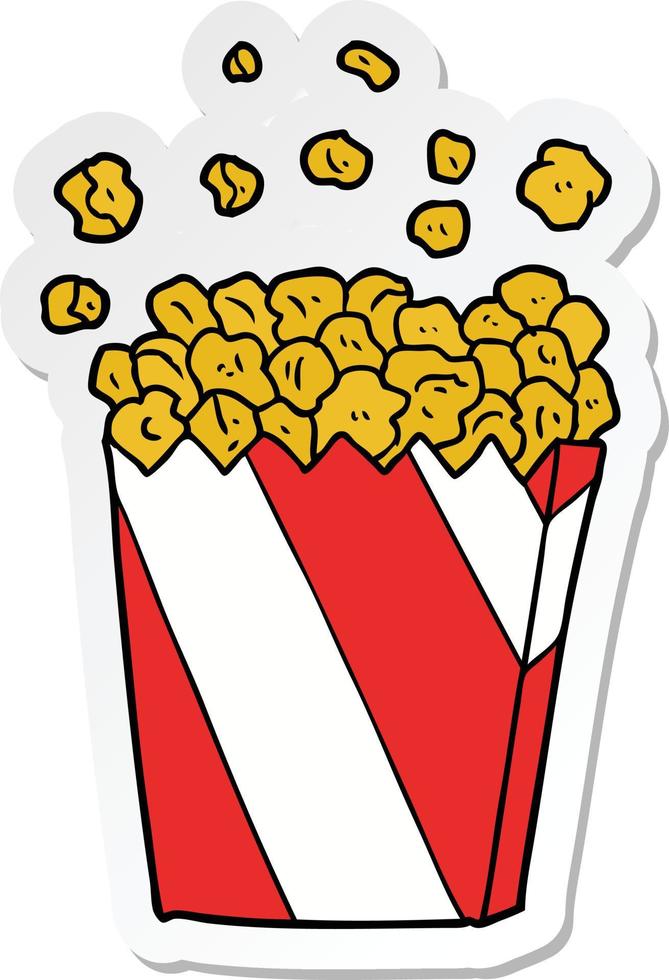 sticker of a cartoon cinema popcorn vector