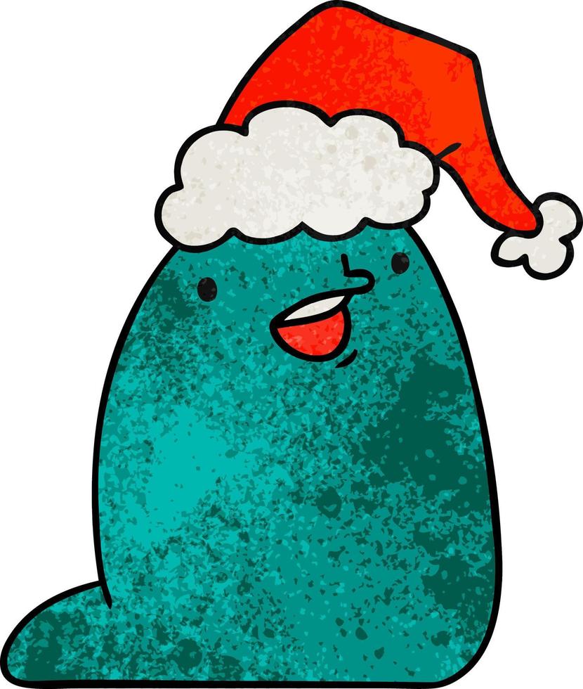 christmas textured cartoon of kawaii slug vector