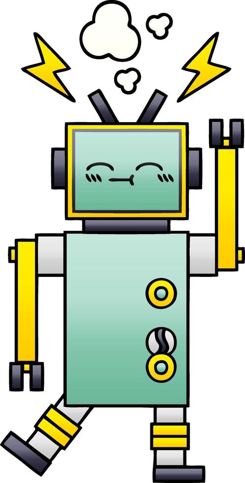 robot de dibujos animados sombreado degradado vector