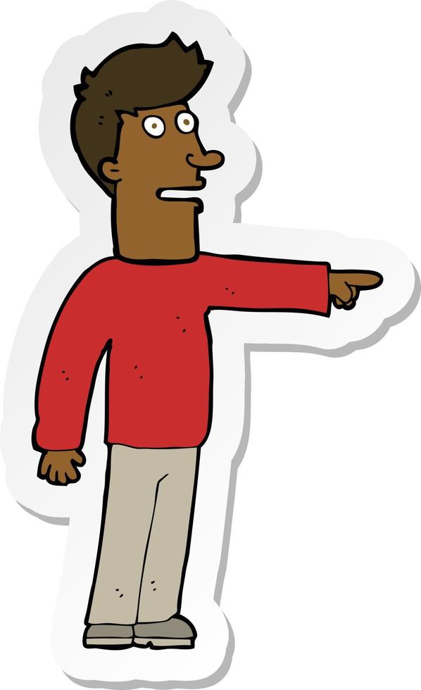 sticker of a cartoon man pointing vector