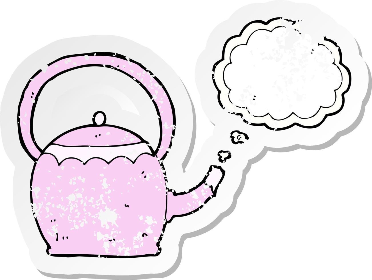 retro distressed sticker of a cartoon kettle vector
