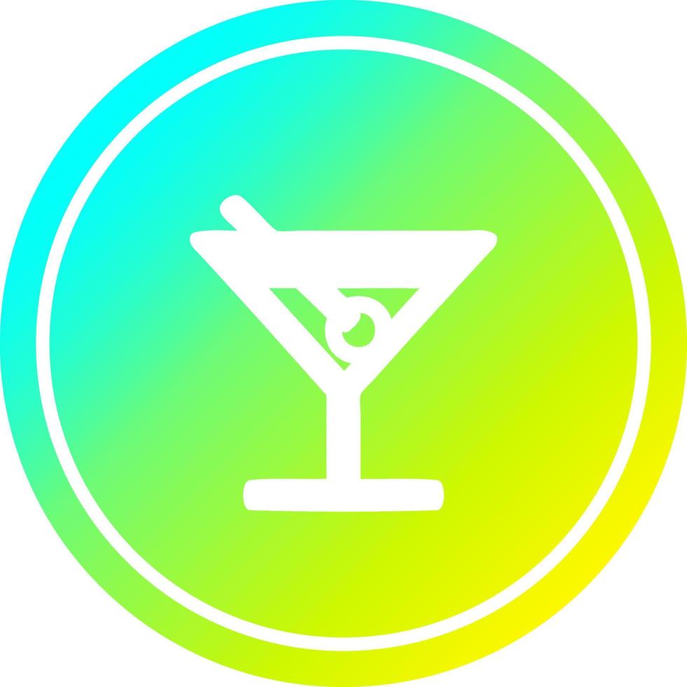 cocktail with olive circular in cold gradient spectrum vector