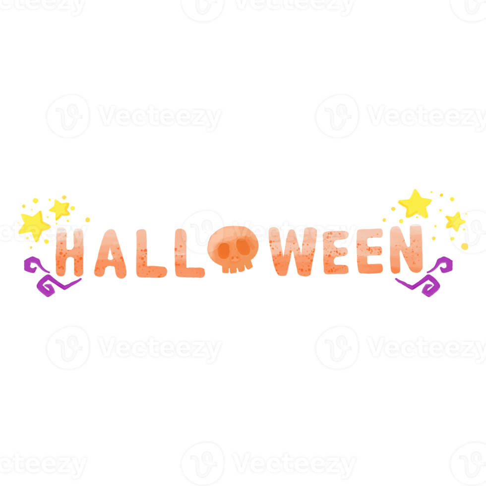 Halloween Text Watercolor Clipart, Hand painted png
