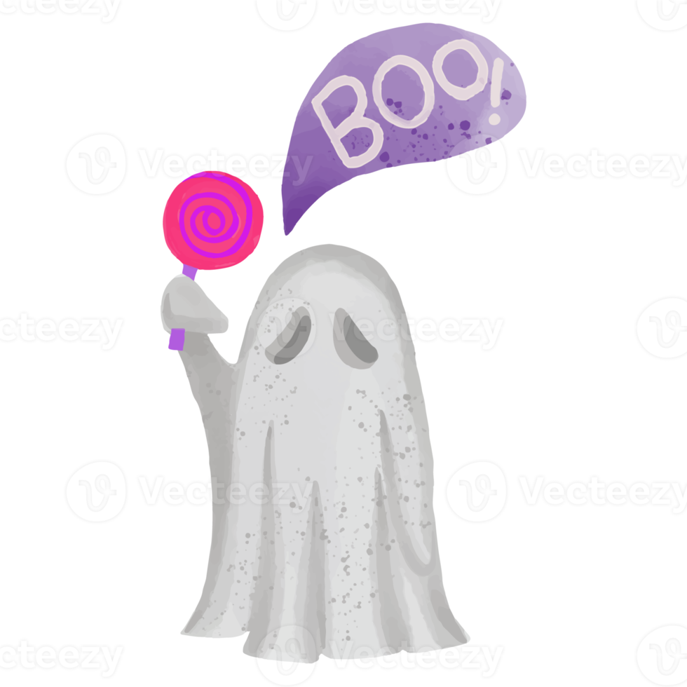 Ghost Watercolor Clipart, Hand painted Halloween Day png