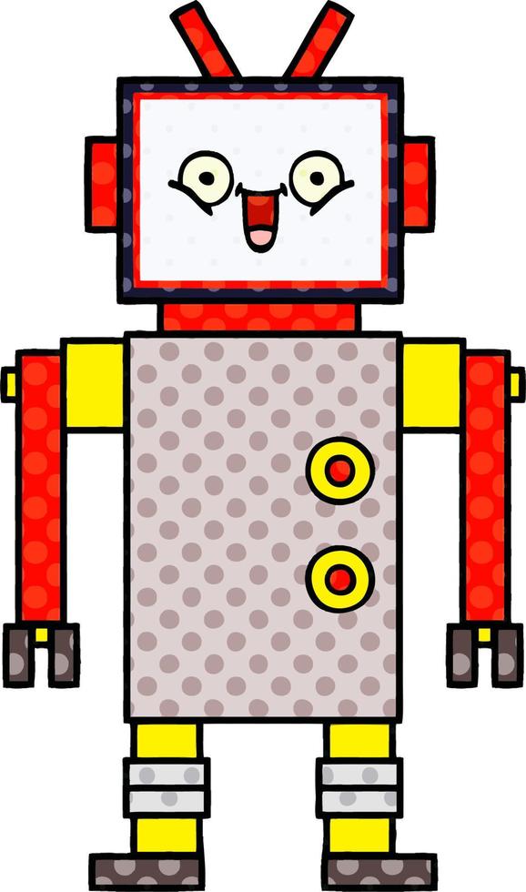 comic book style cartoon happy robot vector