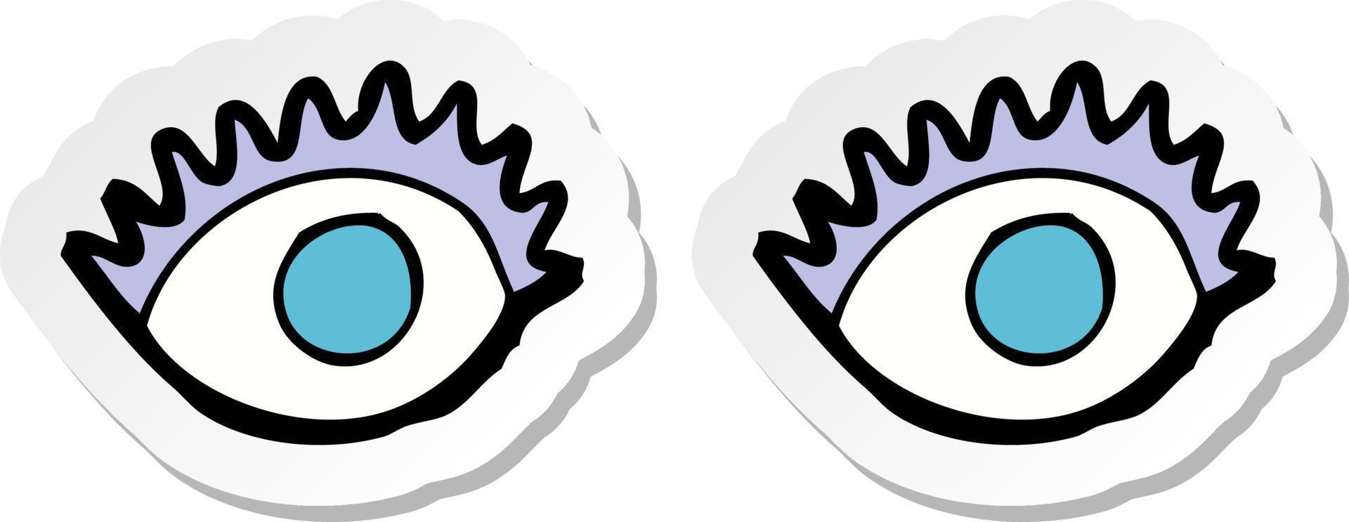 sticker of a cartoon eyes vector