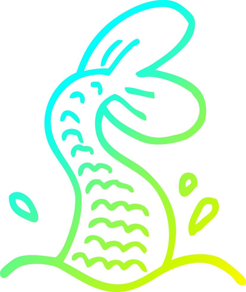 cold gradient line drawing cartoon mermaid tail vector