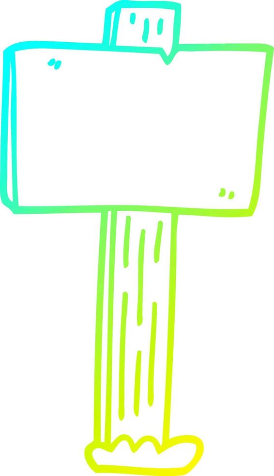 cold gradient line drawing cartoon sign post vector