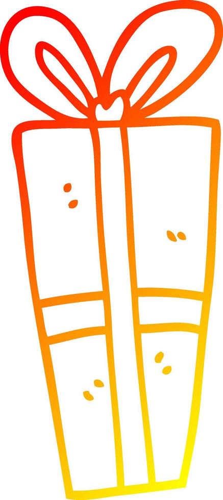 warm gradient line drawing cartoon christmas present vector