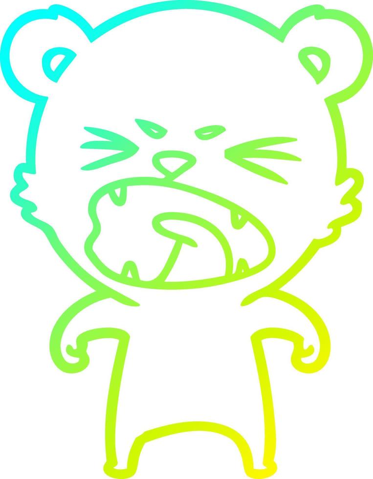 cold gradient line drawing angry cartoon bear vector