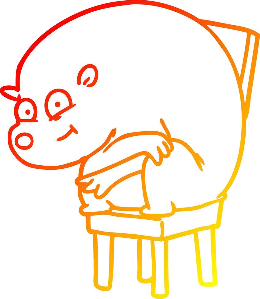 warm gradient line drawing cartoon bear sitting on chari vector