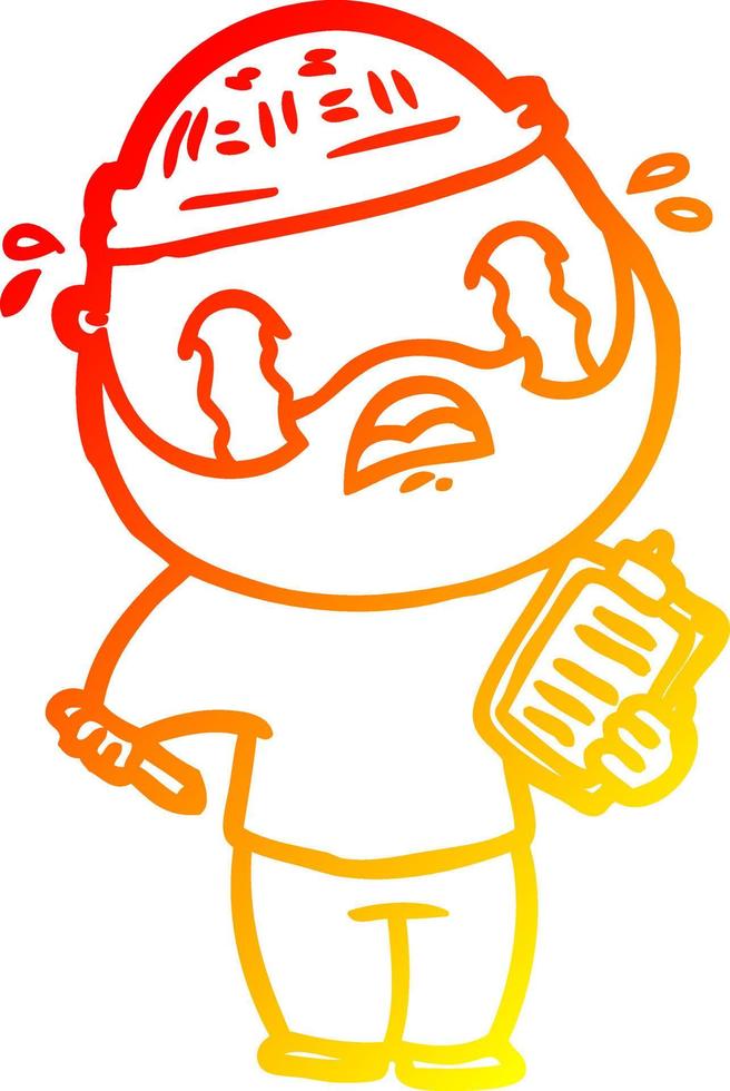 warm gradient line drawing cartoon bearded man crying vector