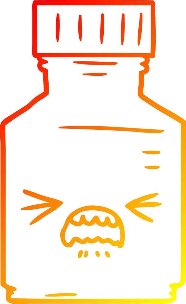 warm gradient line drawing cartoon pill jar vector