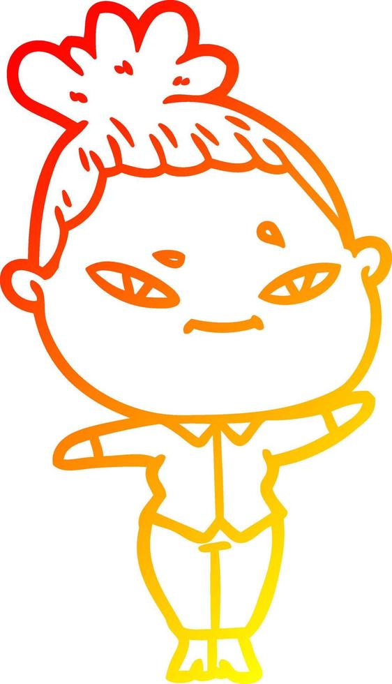 warm gradient line drawing cartoon woman vector