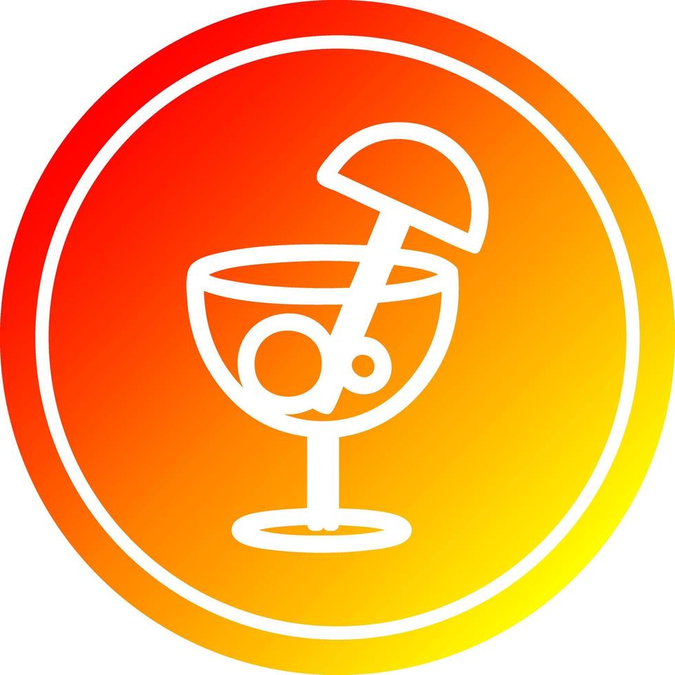 cocktail with umbrella circular in hot gradient spectrum vector