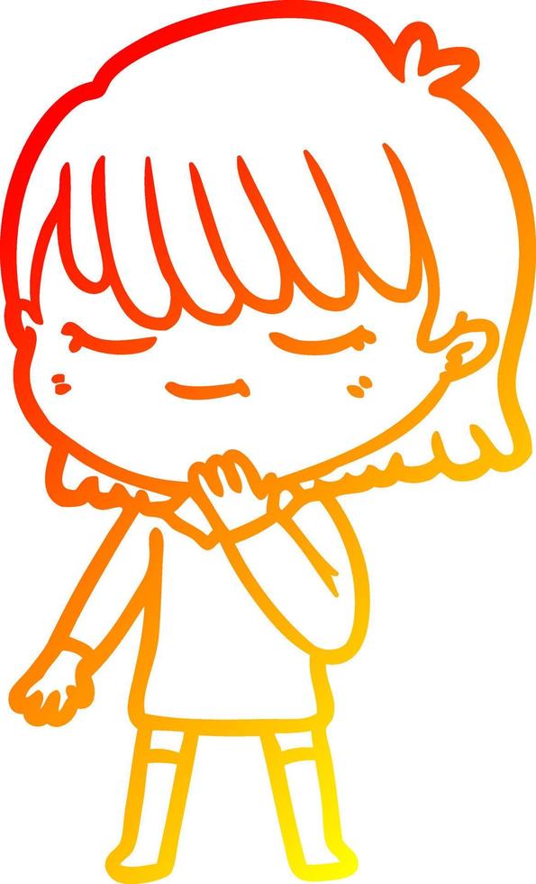 warm gradient line drawing cartoon woman vector