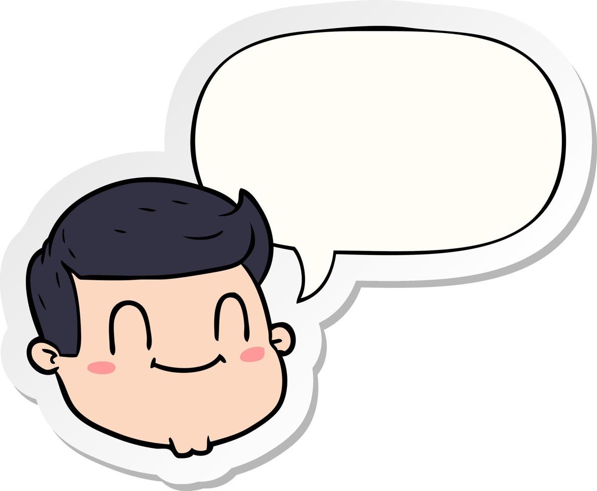 cartoon male face and speech bubble sticker vector