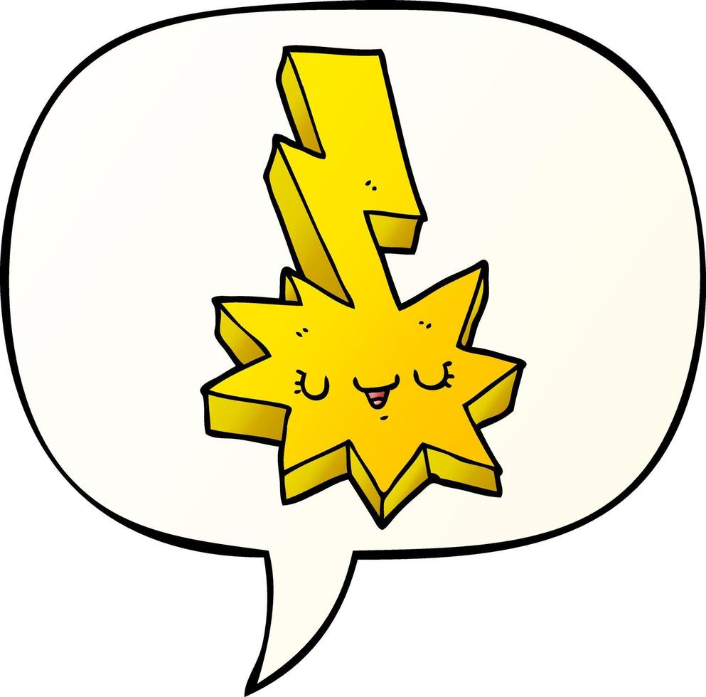 cartoon lightning strike and speech bubble in smooth gradient style vector