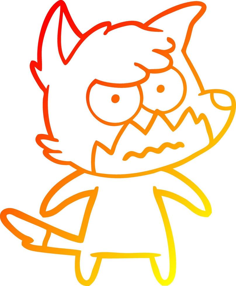 warm gradient line drawing cartoon annoyed fox vector