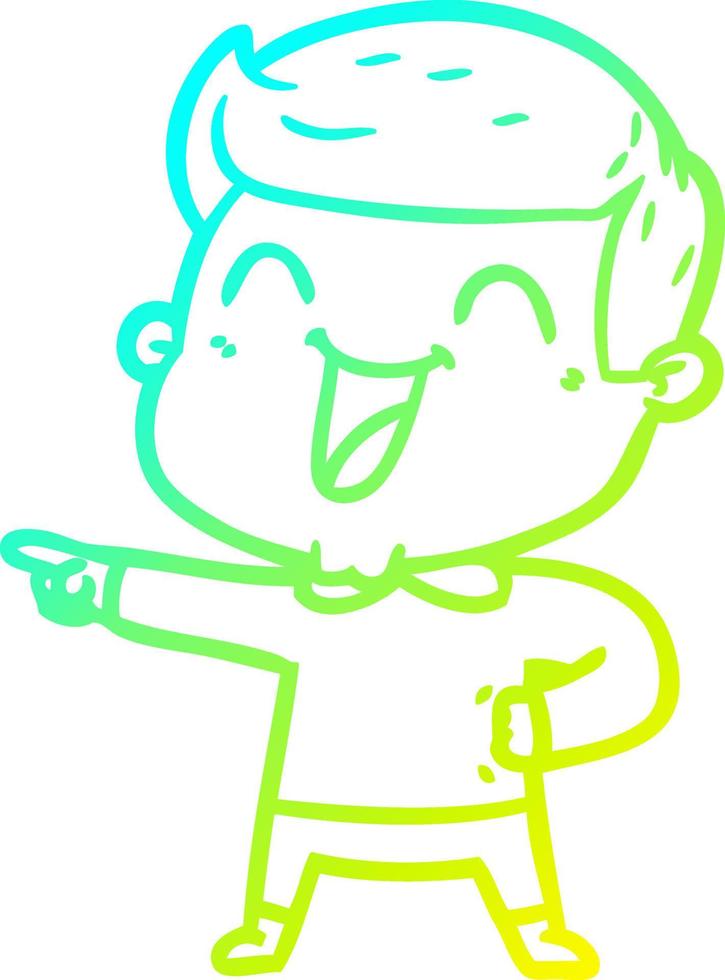 cold gradient line drawing cartoon man laughing vector