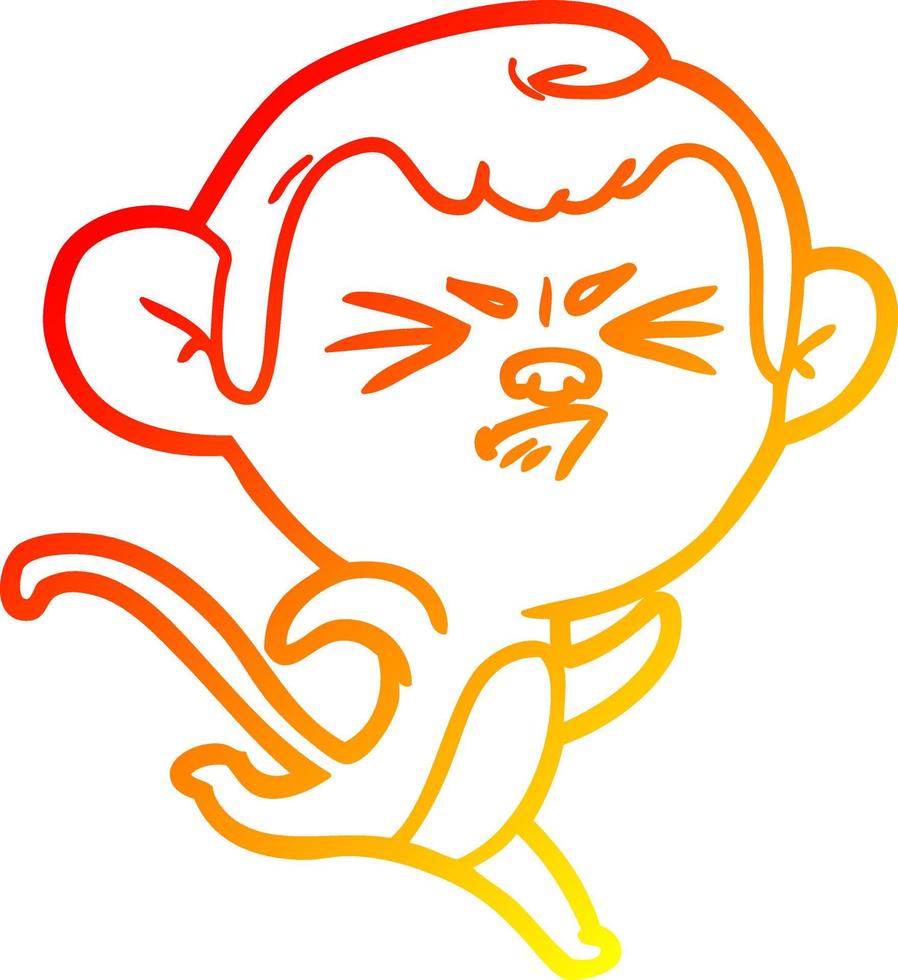 warm gradient line drawing cartoon annoyed monkey vector