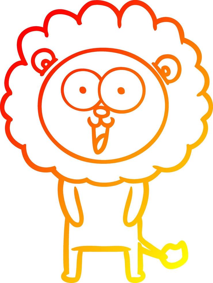 warm gradient line drawing happy cartoon lion vector