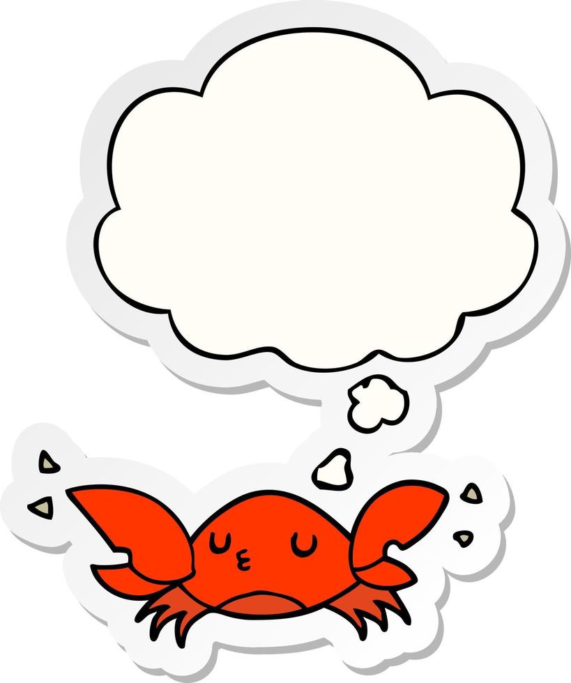 cartoon crab and thought bubble as a printed sticker vector