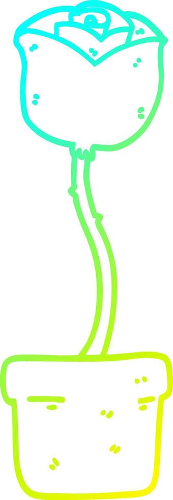 cold gradient line drawing cartoon flower vector