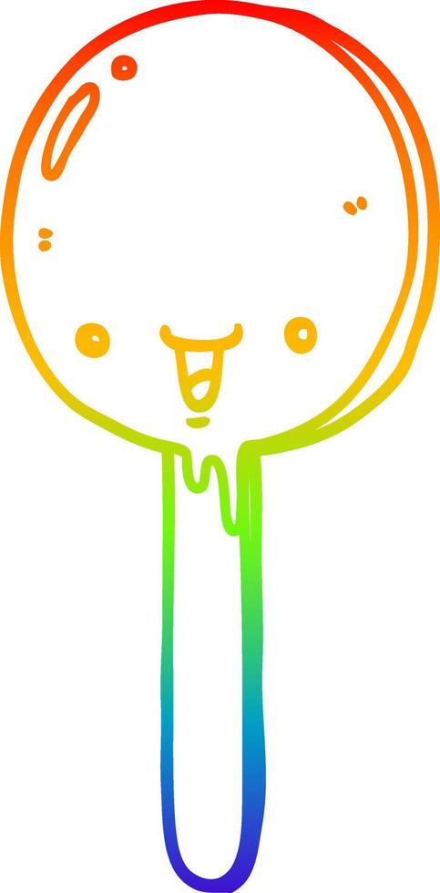 rainbow gradient line drawing cartoon candy lollipop vector